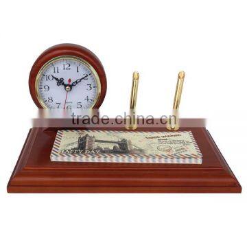 Bedside table top wooden multi-functional clock