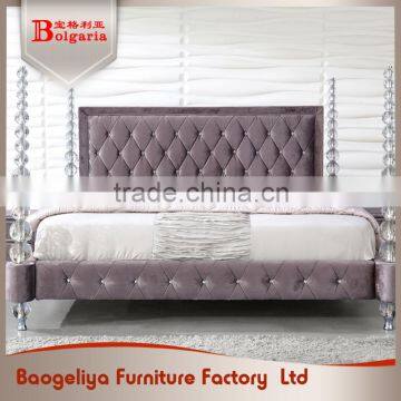 Customized new design upholstered full size sleeping double bed for sale