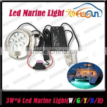 High quality 18w ip68 waterproof led underwater light 12V/ 24V DC pool led light led underwater boat light square marine lights