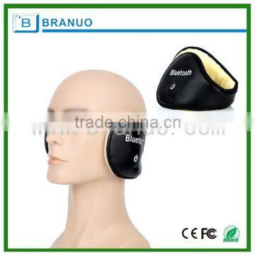 bluetooth black PU leather earmuffs with wireless headphones