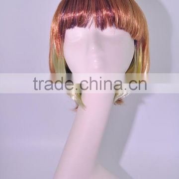 A020 yiwu factory stock brown ombre synthetic hair,cheap short bob wigs party wigs for cosplay