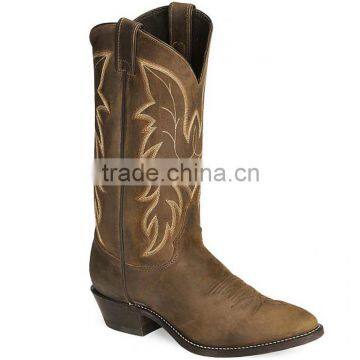 brown full grain distressed leather western cowboy boots wholesale