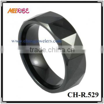 FASHION bangkok jewellery black ceramic ring faceted ceramic for men and women