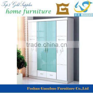 modern design competitive price bedroom uv painting four door wardrobe with drawers