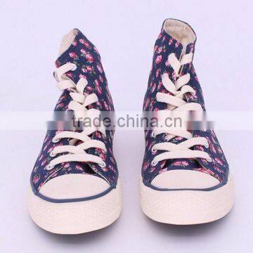 Sneakers Shoes Women Canvas Shoes High Cut Flora Print Vulcanized Shoes photo-5