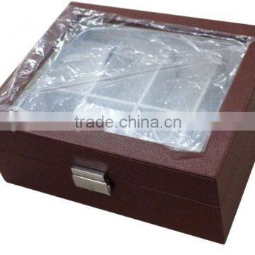 Leather Watch Box With Glass on the Top Cover for 8 Pcs photo-4