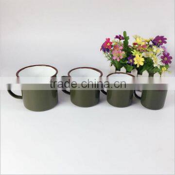 China wholesale 8cm antique enamel camping mug custom coffee travel mug with logo printing