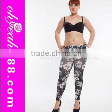 New arrival womens wholesale paypal accept flower pattern cheap plus size printed leggings