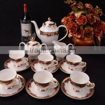 Bone china cup and saucer set in elegant design