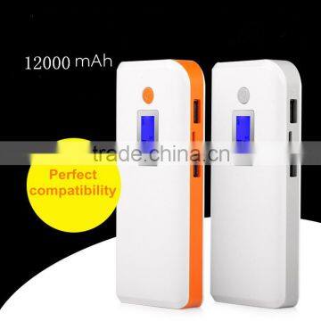 12000mAh LCD display power vault power bank and solar charger portable power bank