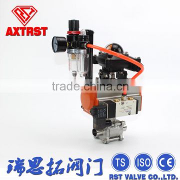 3PC Socket Welding Ball Valve with Pneumatic Actuator