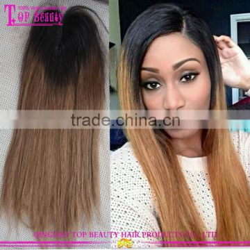 Hot selling most popular high quality 3 part ombre hair extension lace closure