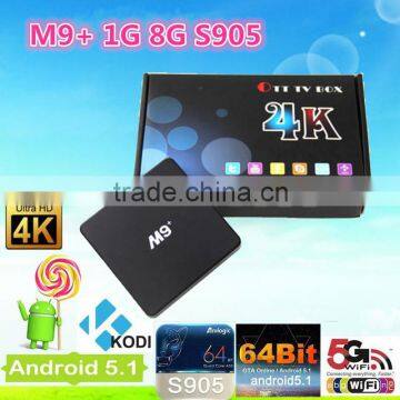 M9+ KODI 16.1 Android Tv Box Quad Core Amlogic M8S PRO S905 Android Tv Box, M9 plus 4K smart TV box