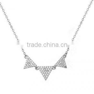 Cubic Zirconia Necklaces, Fashion Necklaces Womens Fashion Jewelry sparkling pave CZ Triangle Necklaces Pendant 18"