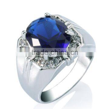 Alibaba Women18K Gold Plated 3CT sapphire gemstone Solitaire sterling silver plated Ring for female girls