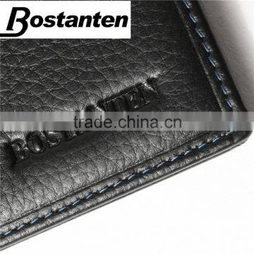 Black Simple Plain Cowhide Leather Men Pocket Hand Purse photo-5