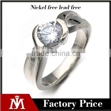 Wholesale High Quality Stainless Steel Women Silver Jewelry Shiny Diamond Ring Design