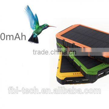 portable waterproof solar powerbank 10000mah high end for importing