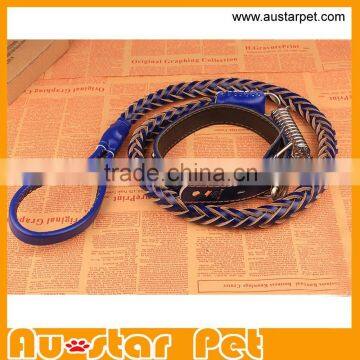 High Quality Customized Braided Leather Dog Leashes for Medium or Large Dogs, Genuine Leather Pet Collars and Leashes photo-2