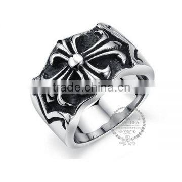 7MM Stainless steel vintage antiqued silver cross symbol ring fashion ring steam punk jewelry 6240032