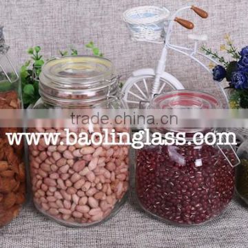 Clear Glass Hermetic Food Storage Container/canister with Glass Locking Lid