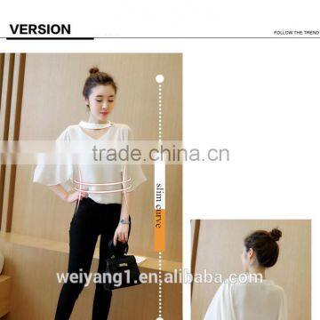 Fashion Sweet Teen Girl Chiffon Blouses Flare Sleeve Loose Blouses