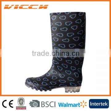 black loving-heart cheap lady pvc rain boots in hangzhou