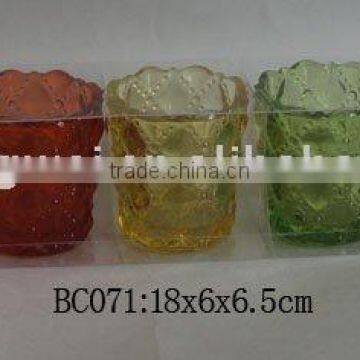 glass candle holder with sprayed color