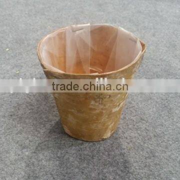 Native birch bark built-in waterproof bag natural wood flower pots