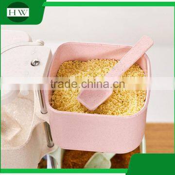 Plastic Square Totate 4 Compartments Seasoning Pot Condiment Container Spice Rack Pots Box Tin Bottle Jar With Spoon photo-5