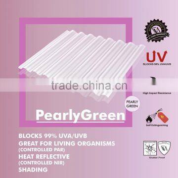 Translucent Polycarbonate Corrugated ROMA sheet ideal for greenhouse (Pearly Green ROMA)