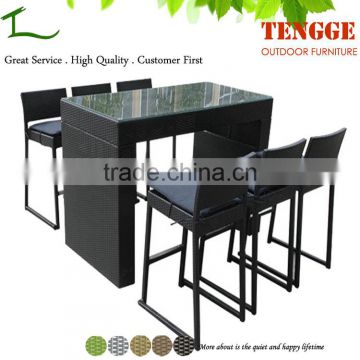 Rattan wicker high top bar table and chair patio bar set