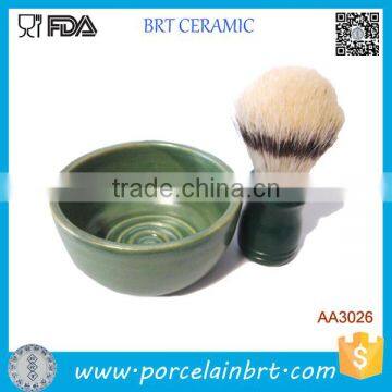 Glazed Ceramic Round Wave Bottom Shave Bowl Without Handle