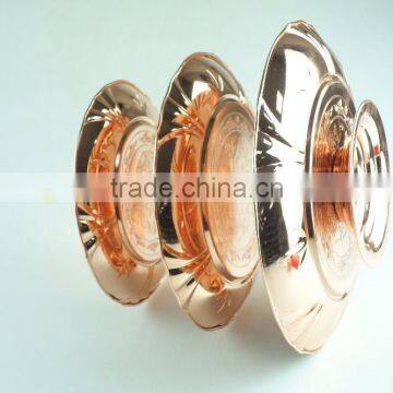 Stainless Steel Three Layer Metal Fruits Plate Flower Decoration and Clourful photo-3