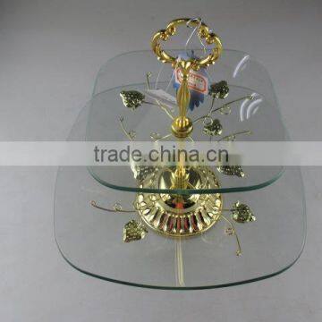 Wholesale Wedding Crystal Cake Stand With Gloden Flower photo-2