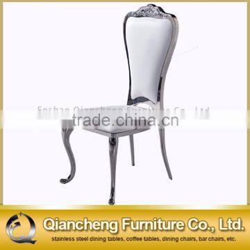 Luxury White Leather Banquet Chair With Mirror Silver Legs photo-2