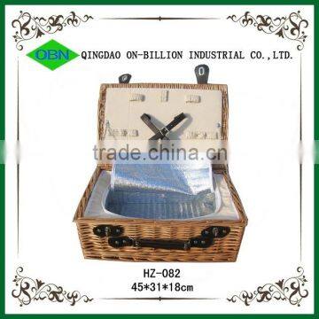 Vintage Handmade Wicker Empty Picnic Hamper photo-2
