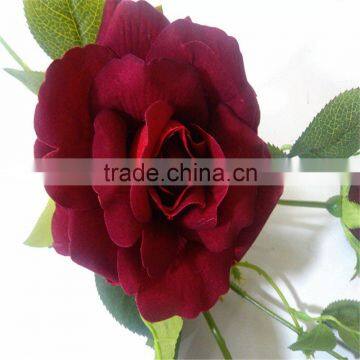SJ20170004 Red Wine Artificial Silk Flower Rose Bud photo-2