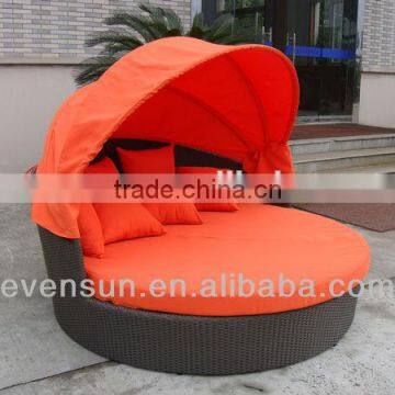 Rattan Round Outdoor Lounge Bed With Canopy photo-5