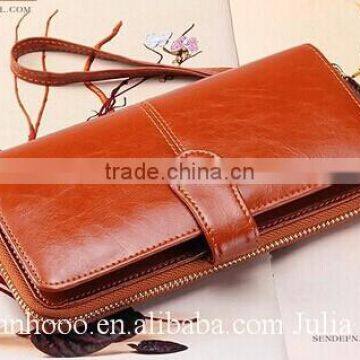 Women leather wallet/zipper ticket wallet/long purse