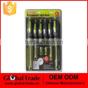 T0346 6Pc Slotted Phillips Screwdriver With Rack