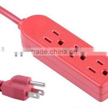 S30169 3 outlet extension cord with red color