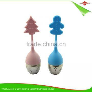 ZY-E3139 Best sell colorful different shape silicone and stainless steel tea strainer