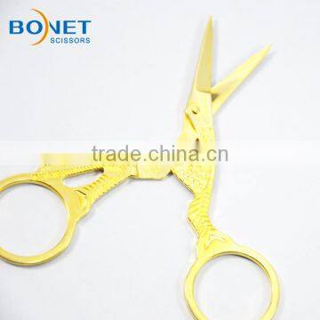SEM0001G CE Certificated 3-5/8" Professional Fully S/S Mini Thread Stork Gold Plated Scissors photo-4