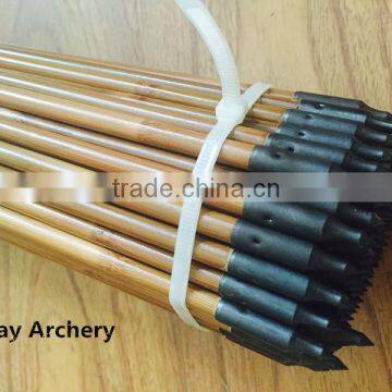 Black Tapered Bullet Arrow Points Crimped On Bamboo Shafts For Bow