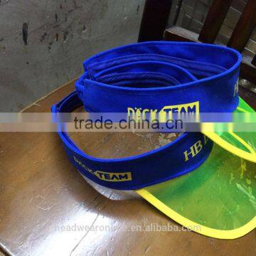 Custom Colorful Plastic And PVC Sun Visor hat with dongguan factory