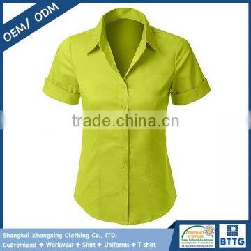 Ladies Office Uniform Design Shirt With Color Match Buttons for Closure photo-4