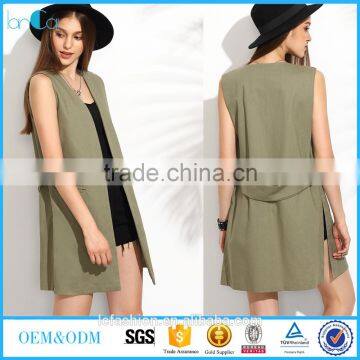 women clothing bomber jacket wholesale Collarless Vest green bomber