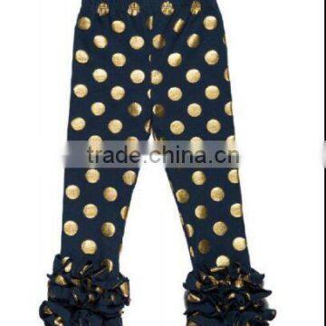 china product and  low price wholesale 2016 new design gold polk dots leggings with ruffle