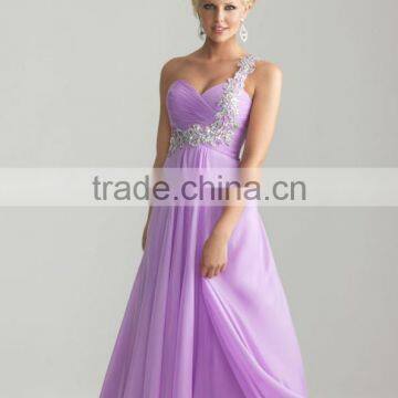 Newest v Neck One Shoulder Ladies Western Long Dress photo-2